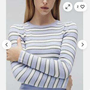 Zara Striped Knit Crewneck Top